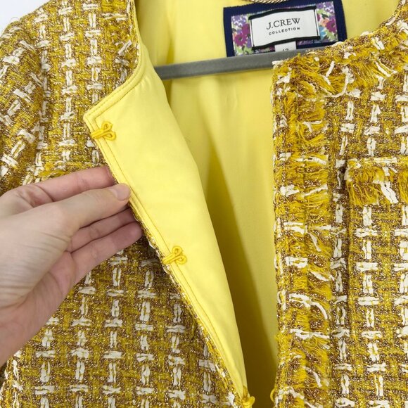 J. Crew Collection Lady Blazer Jacket in English Golden Tweed Size 12 - Picture 4 of 7